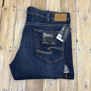 Silver Zac Jeans Relaxed Straight Fit Mens Thick Stitch Jeans 42X34 NEW NWT